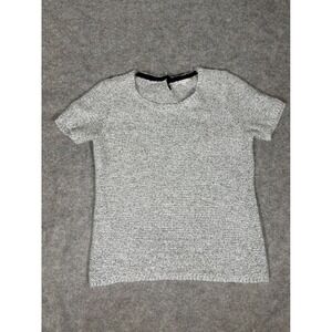 Gap Women Knit Short Sleeve Top Heather Grey Textured Round Neck Size Large